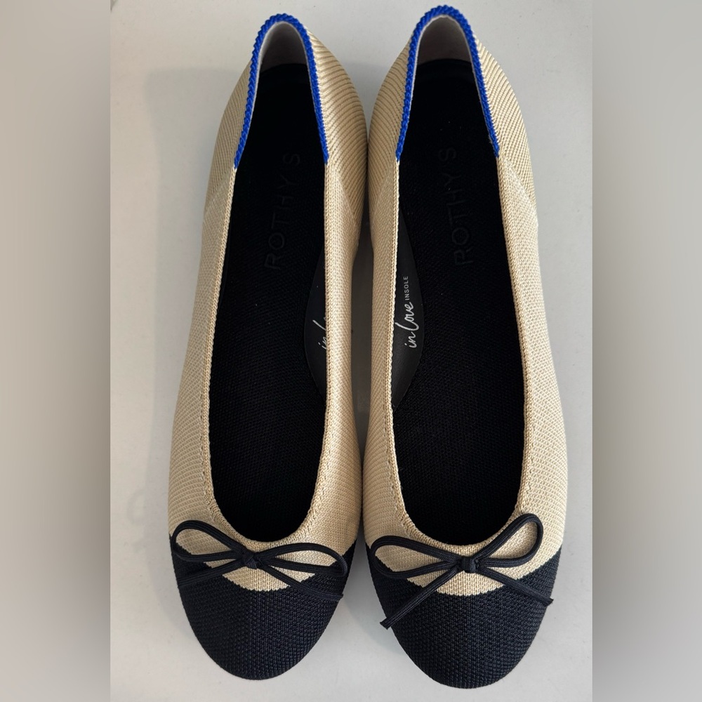 NEW Rothy's The Ballet Flat cream cap toe slip on recycled office washable 7.5